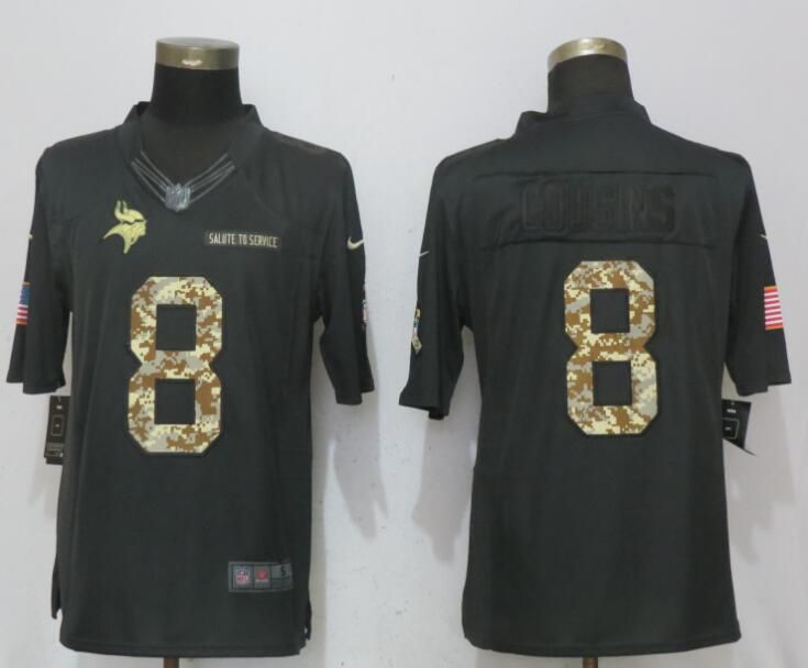 Men Minnesota Vikings #8 Cousins Anthracite Salute To Service New Nike Limited NFL Jerseys